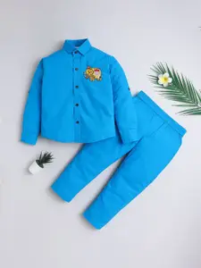 BAATCHEET Boys Embroidered Long Sleeves Pure Cotton Shirt With Trousers