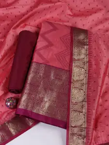 Meena Bazaar Chevron Woven Design Zari Unstitched Dress Material