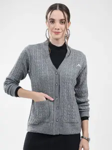 Monte Carlo Women Cable Knit V-Neck Straight Cardigan Sweater