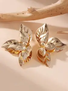 KRENOZ Gold-Plated Leaf Shaped Studs