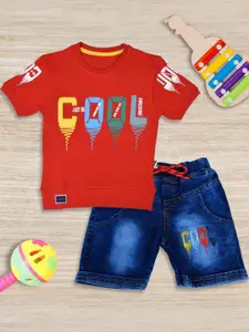 WORTON FASHION Printed Pure Cotton T-shirt & Shorts