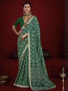 Stylum Ethnic Motifs Print Gotta Patti Patola Saree with Unstitched Blouse Piece