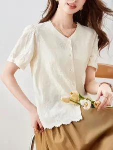 StyleCast Women V-Neck Floral Short Sleeves Shirt Style Top