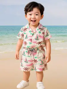 FASHION GRAB Boys Printed Short Sleeves Shirt With Shorts