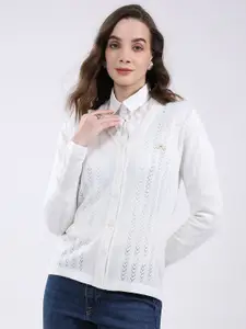 Monte Carlo Women Cable Knit V-Neck Ribbed Cardigan Sweater