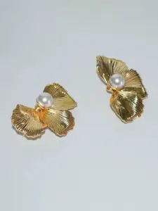 KRENOZ Gold-Plated Pearls Beaded Floral Studs