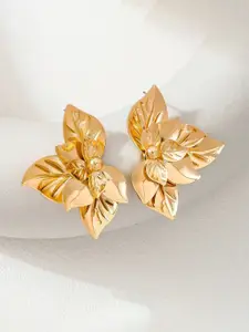 KRENOZ Gold-Plated Leaf Shaped Studs