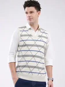 Monte Carlo Men Geometric Printed Woollen Sweater Vest