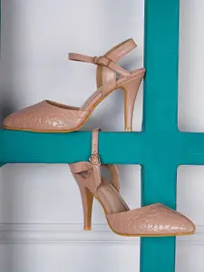 DressBerry Wmen Textured Stiletto Heel Pumps With Buckles