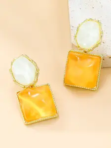 Celestique Korean Resin Studded Square Shaped Drop Earrings