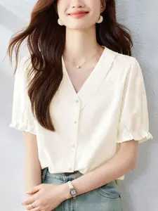 StyleCast Women V-Neck Cotton Shirt Style Top