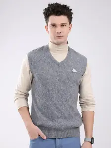 Monte Carlo Men Cable Knit V-Neck Ribbed Sweater Vest