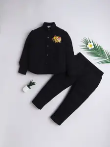 BAATCHEET Boys Embroidered Long Sleeves Pure Cotton Shirt With Trousers