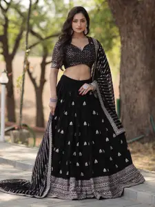 Jogmaya Fashion Sequinned Silk Georgette Semi-Stitched Lehenga & Blouse & Dupatta