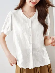 StyleCast Women Embroidered Cotton Shirt Style Top