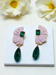 AVANT-GARDE PARIS Gold-Plated Crystals Stones Studded Floral Shaped Drop Earrings
