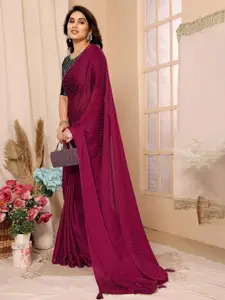 Anouk Embellished Mukaish Satin Saree