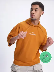 glitchez Drop-Shoulder Sleeves Terry Hooded Sweatshirt