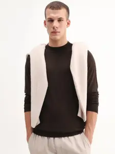 RARE RABBIT Alva Men Dark Brown Solid Round Neck Pullover