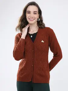 Monte Carlo Women Self Design Cable Knit Woollen Cardigan Sweaters