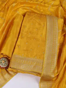 Meena Bazaar Ethnic Motifs Embroidered Art Silk Unstitched Dress Material