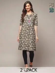 Anouk Rustic Selection Of 2 Women Floral Printed Daily Straight Kurtas
