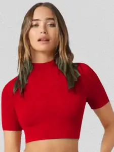 Dream Beauty Fashion Women High Neck Fitted Crop Top