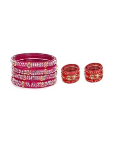 SOMIL Set of 10 Pink Alloy Bangles