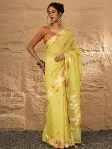 Anouk Ethnic Motifs Pure Linen Khadi Saree