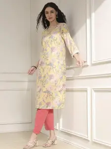 Biba Women Floral Printed Daily Straight Kurta