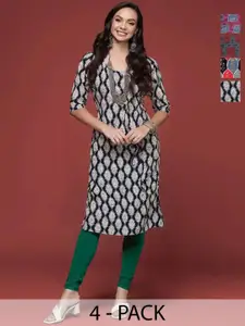 Anouk Rustic Women Pack Of 4 Ethnic Motifs Printed Kurta