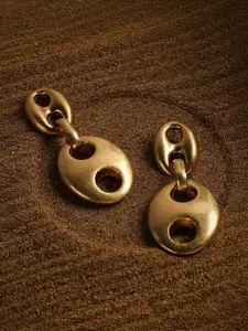 SOHI The Bolt Gold-Plated Contemporary Drop Earrings