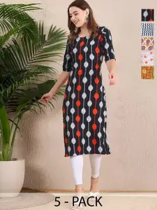 Anouk Rustic Women Pack Of 5 Printed Straight Kurta