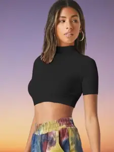 Dream Beauty Fashion Women High Neck Fitted Crop Top