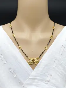 SONI DESIGNS Gold Plated 18-inch  golden Pendant  Single Line short Mangalsutra for Women