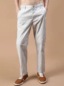 V-Mart Men Striped Slim Fit Mid-Rise Chinos