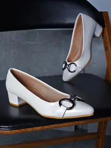 DressBerry Women Pointed Toe Block Heel Pumps with Buckles