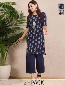 Anouk Rustic Selection Of 2 Women Ethnic Motifs Printed Daily Straight Kurtas