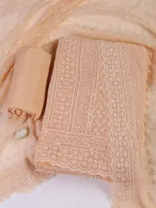 Meena Bazaar Floral Embroidered Thread Work Unstitched Dress Material