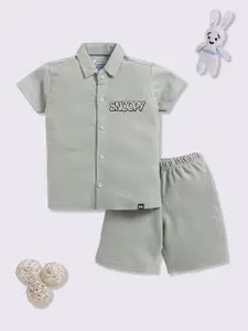 YK X Minute Mirth Boys Snoopy Printed Shirt with Shorts