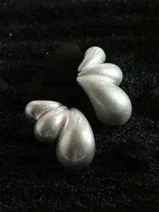 SOHI The Puffy Silver-Plated Teardrop Shaped Drop Earrings