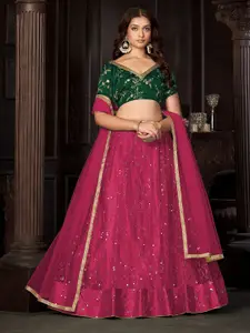 KALINI Embroidered Sequinned Semi-Stitched Lehenga & Unstitched Blouse With Dupatta