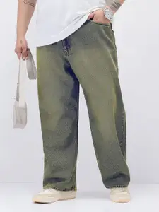 Urbano Plus Men Light Blue Loose Baggy Fit Heavy Washed Jeans