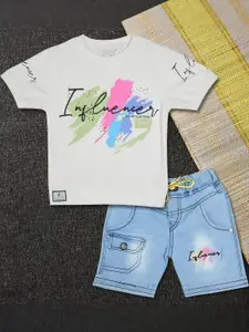 WORTON FASHION Printed Pure Cotton T-shirt & Shorts