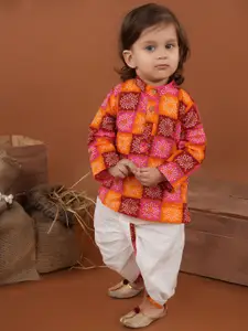 BAESD Boys Bandhani Printed Regular Pure Cotton Kurta with Dhoti Pants