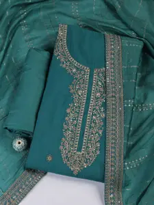 Meena Bazaar Embroidered Art Silk Unstitched Dress Material