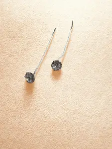 The Jewellery Tale Stainless Steel Silver Plated Crystals Studded Circular Drop Earrings