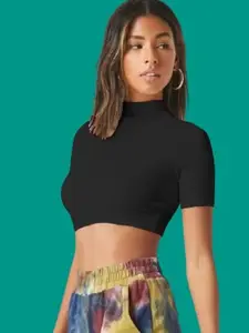 Dream Beauty Fashion Women High Neck Fitted Crop Top