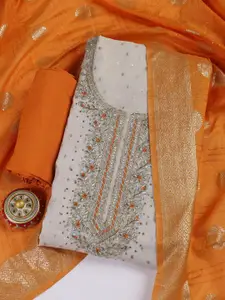 Meena Bazaar Ethnic Motifs Embroidered Sequinned Unstitched Dress Material