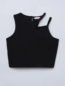 taffykids Girls Round Neck Wrap Crop Top